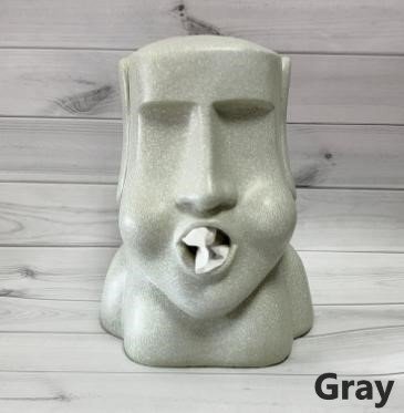ティッシュケース モアイ 口からティッシュ グレー モアイ像 オブジェ インテリア n930拍卖