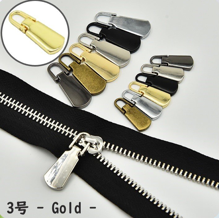 ファスナー 3号 ゴールド チャック 引手 引き手 持ち手 取っ手 ジッパー プルタブ ファスナートップ 修理 交換 取替 金属金具 財布 a522拍卖