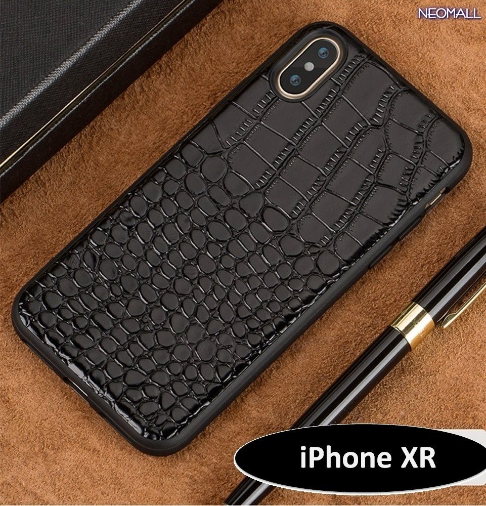 人気商品 ☆ アイホン クロコダイル 型押し レザー スマホケース ブラック アイホンケース 携帯カバー ケース カバー iPhone XR【416】拍卖