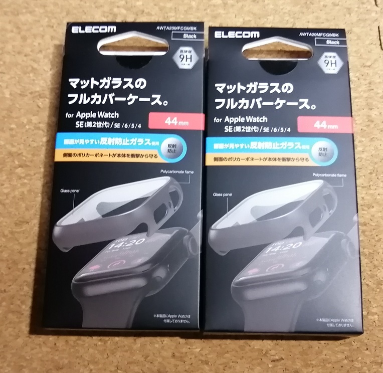 【2個】エレコム Apple Watch 44mm フルカバーケース プレミアムガラス 反射防止 ブラック AWTA20MFCGMBK 4549550273992拍卖
