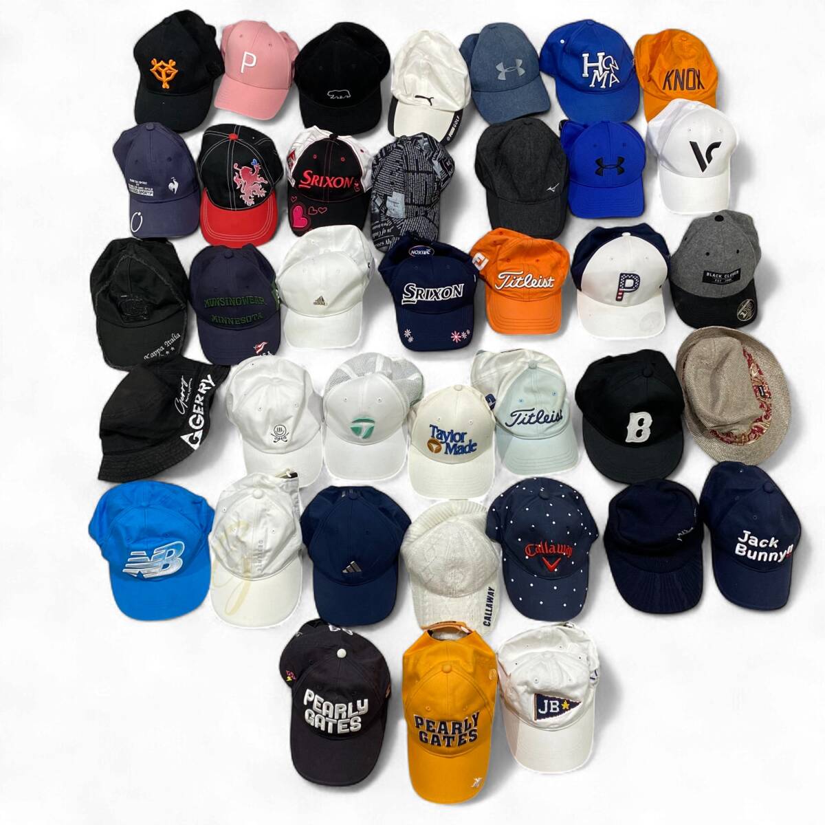 【1円】KG048 ゴルフキャップ 38点セット まとめ 卸売り パーリーゲイツ ジャックバニー ニューバランス テーラーメイド デサント拍卖