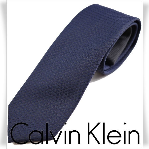 新品1円~★定価1.3万 Calvin Klein カルバンクライン 日本製 ネクタイ 織柄 ネイビー 本物 ◆6880◆拍卖