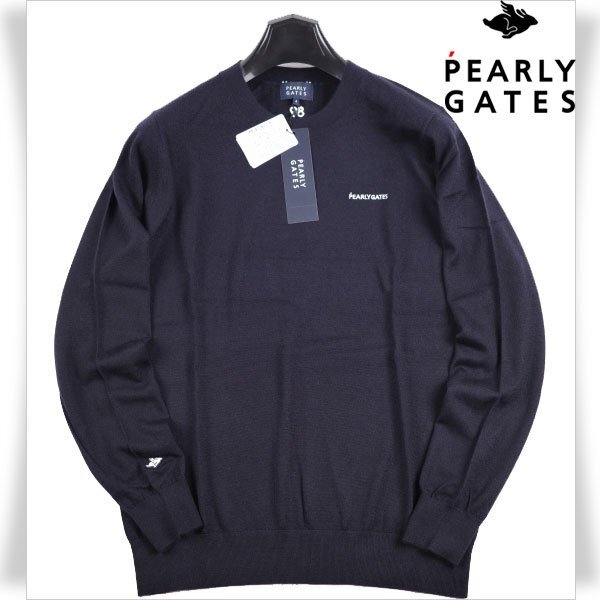 新品1円~★定価4.1万 PEARLY GATES パーリーゲイツ メンズ 秋冬 長袖 薄手カシミヤ100% クルーネックニット 4 M セーター ゴルフ◆7452◆拍卖