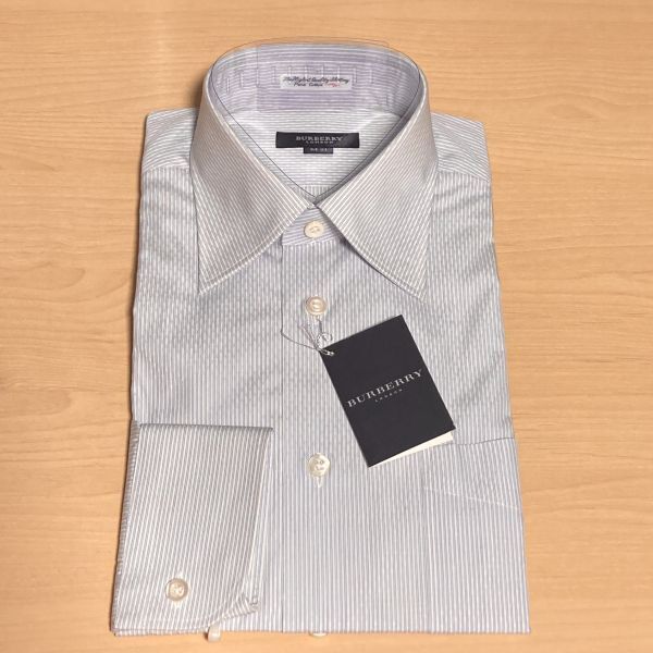 送料込み 未使用■バーバリー BURBERRY/三陽商会■ストライプ織柄 長袖 ワイシャツ/ビジネスシャツ メンズ M(39-81)拍卖