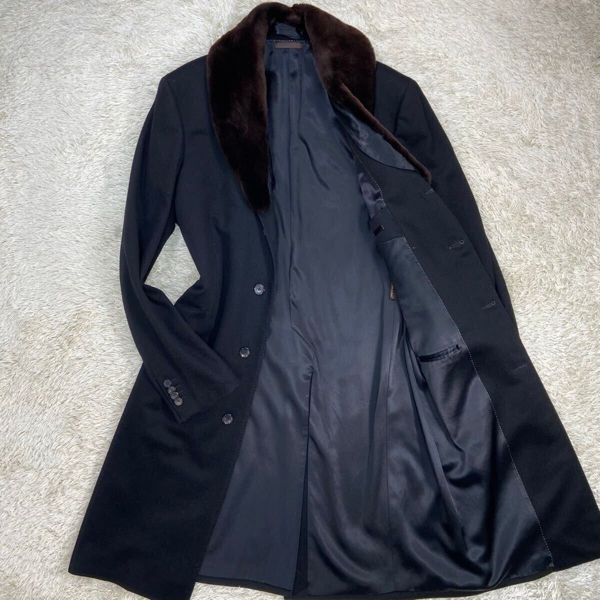 【最高級】LOUIS VUITTON カシミヤ チェスターコート ミンクファー 52 LLサイズ モノグラム ダミエ拍卖