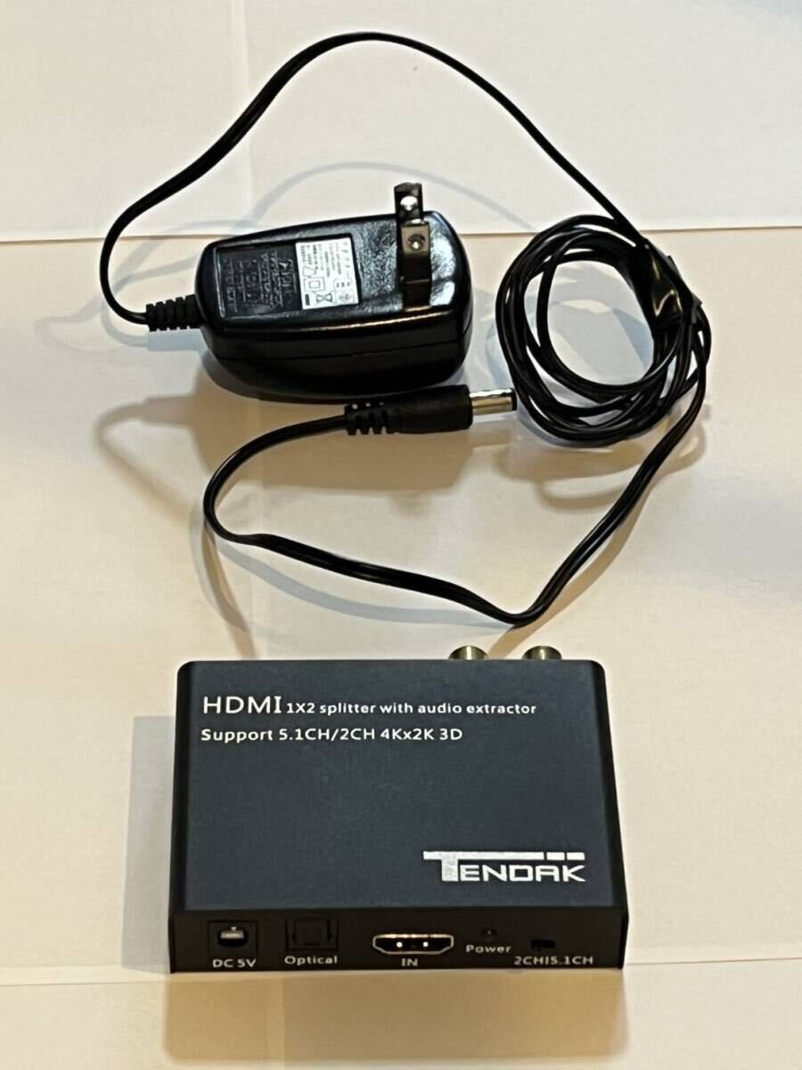Tendak 4Kx2K 1入力2出力 HDMI分配器 スプリッター+オーディオ分離器 HDMI→HDMI+光Optical+3.5mmオーディオ(RCA) 1080P 60Hz, 3D 24HzSTB拍卖