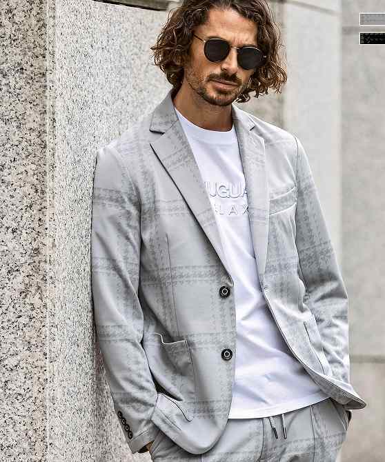 1PIU1UGUALE3 RELAX ウノピゥウノウグァーレトレ セットアップ メンズ スーツ 上下 セット テーラードジャケット 千鳥 スラックス M拍卖