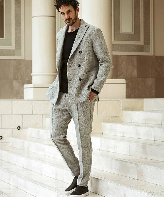 1PIU1UGUALE3 RELAX ウノピゥウノウグァーレトレ リラックス セットアップ ジャケット メンズ ダブル スラックス スーツ 上下 2L 3L XXL拍卖