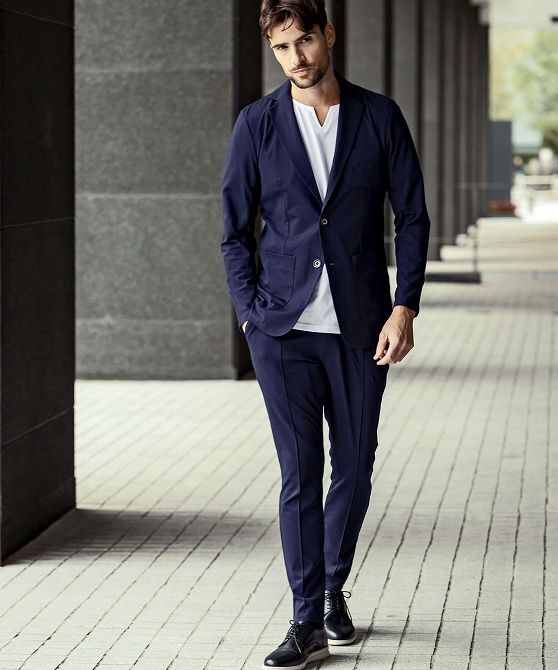 1PIU1UGUALE3 RELAX ウノピゥウノウグァーレトレ リラックス セットアップ テーラード ジャケット メンズ スーツ 上下 ネイビー 2L 3L XXL拍卖