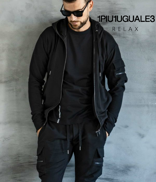 1PIU1UGUALE3 RELAX ウノピゥウノウグァーレトレ リラックス セットアップ メンズ スウェット カーゴ 上下 ブランド ジャージ パーカー M拍卖