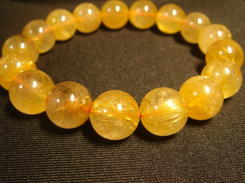 ☆希少,金運UP大粒天然5A級金針タイチンルチルブレスレット12mmA4拍卖