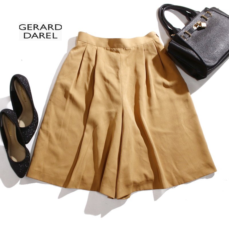 美品 GERARD DAREL ジェラール・ダレル 大きいサイズ ミセス ポリエステル キュロットパンツ 13号 ベージュ 合物 通年拍卖