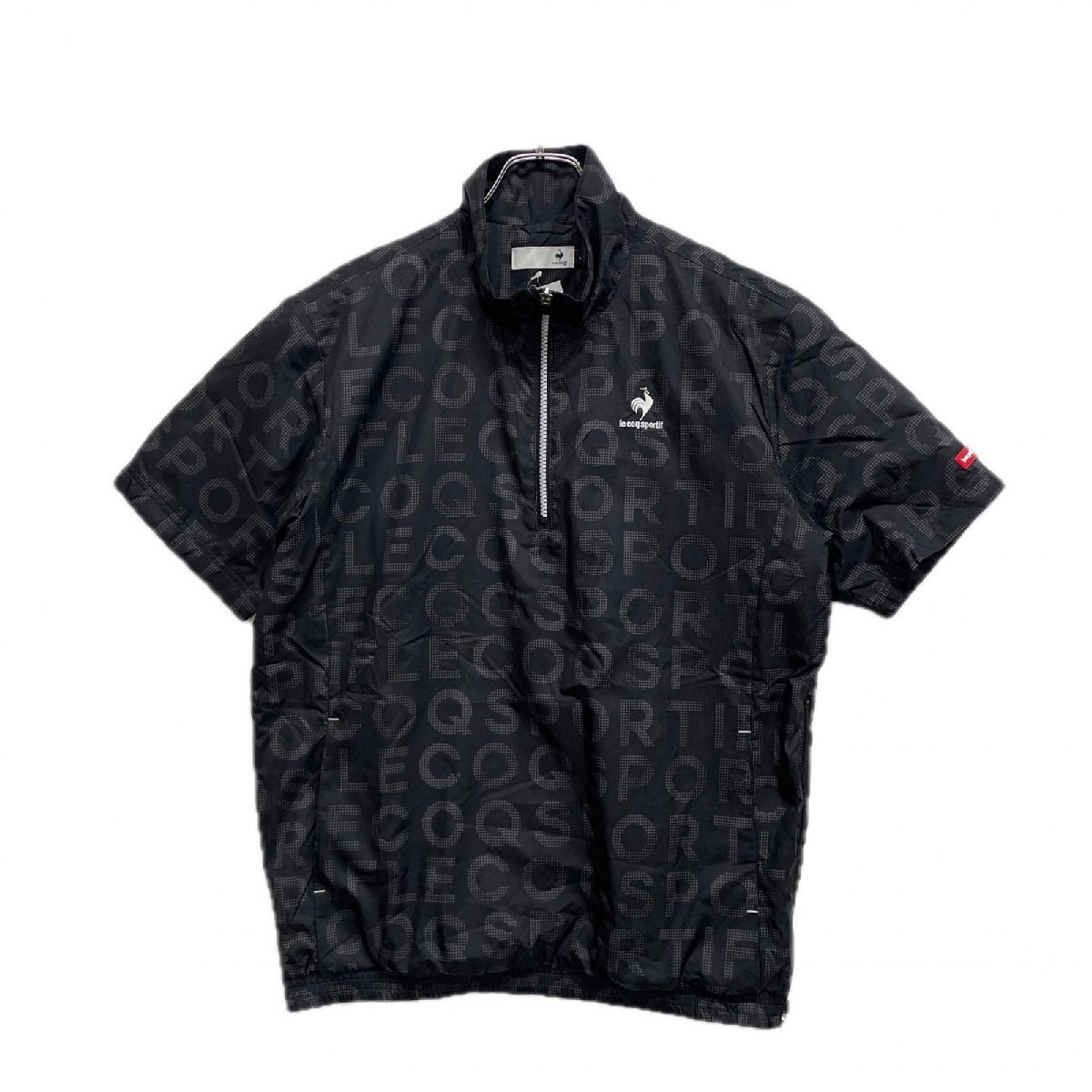 coco 中古 ルコックスポルティフ メンズ ハーフジップアウター L 黒 ブラック 半袖 総柄 レターパックプラス発送可 103119拍卖