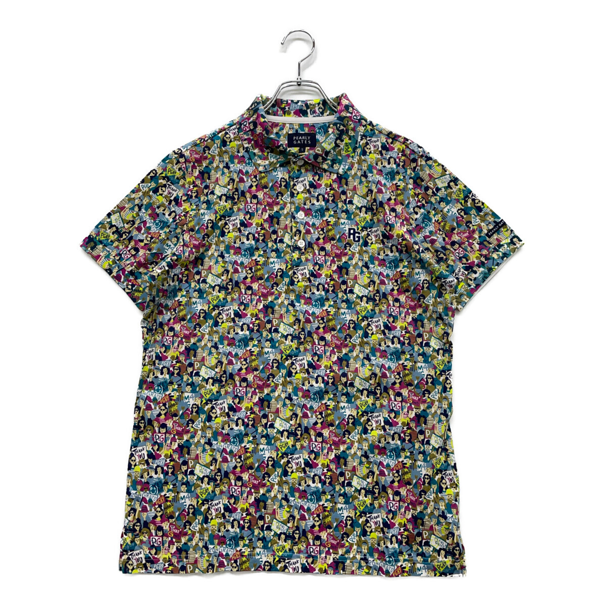 coco 中古 パーリーゲイツ PEARLY GATES メンズ 半袖ポロシャツ 5(L) カラフル コットン 総柄 レターパックプラス発送可 92092拍卖
