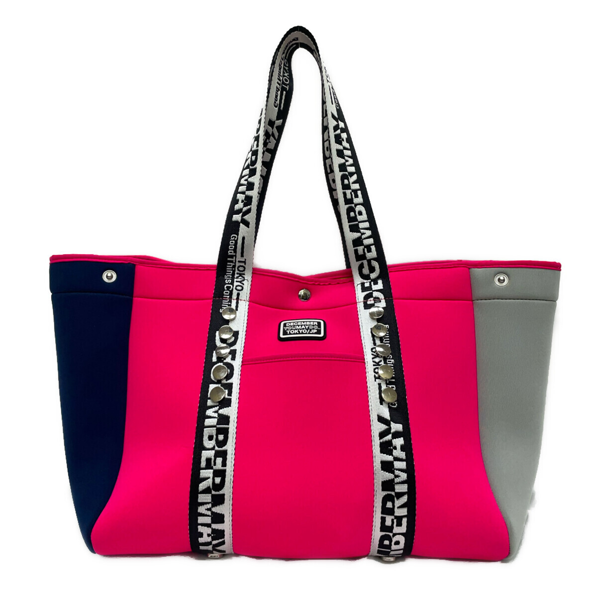 coco 中古【値下げ】 ディセンバーメイ DECEMBERMAY ボストン型トートバッグ ピンク ネオプレーン 2WAY 大容量 92991拍卖