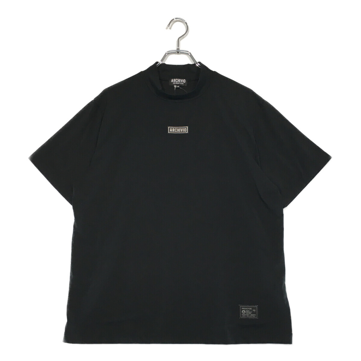 coco 中古【値下げ】 アルチビオ archivio メンズ 半袖シャツ 46(M) 黒 ブラック モックネック バックプリント ネコパケ発送可 102063拍卖