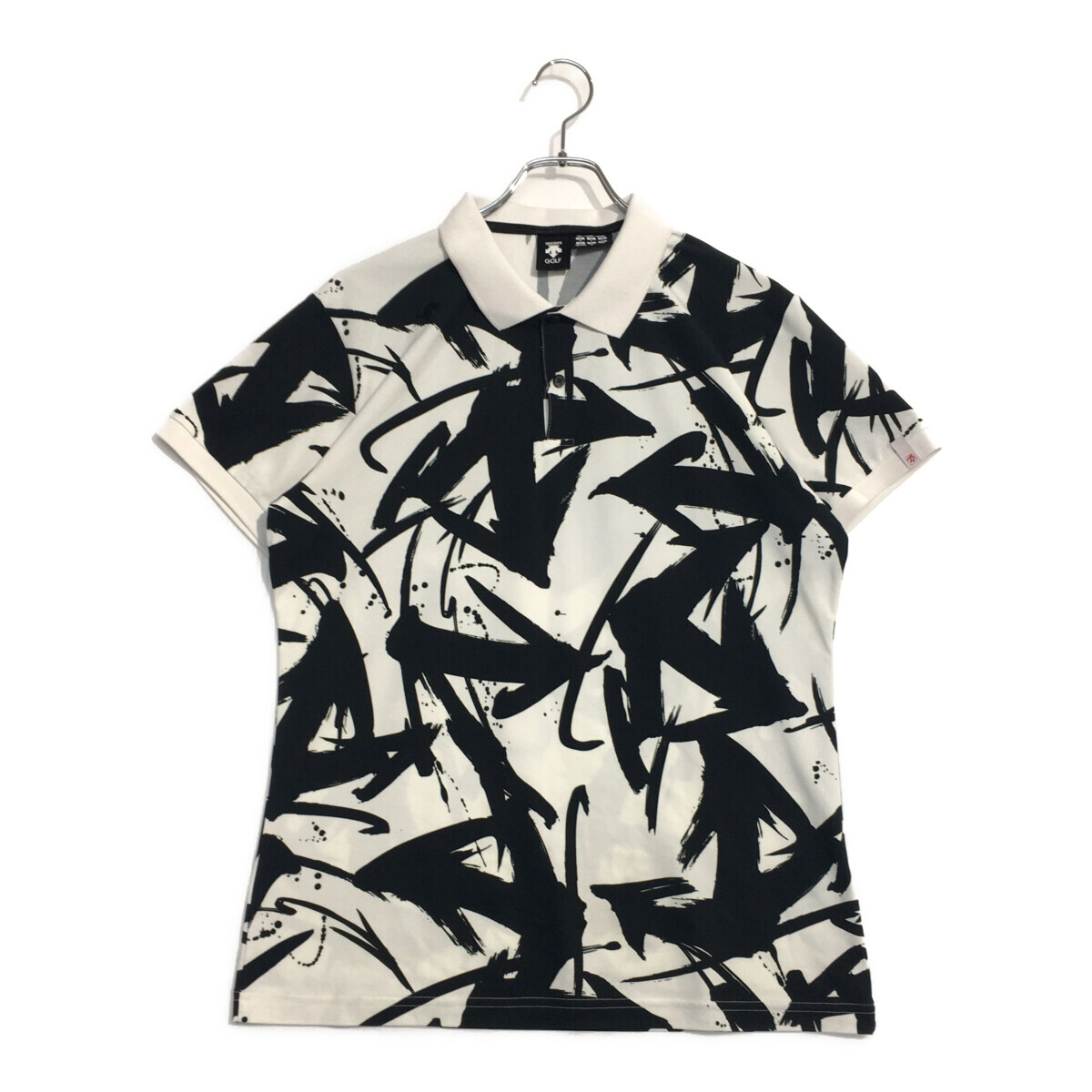 coco 中古【値下げ】 デサントゴルフ メンズ 半袖ポロシャツ O 白×黒 ホワイト×ブラック 万美コラボ レターパックプラス発送可 102042拍卖