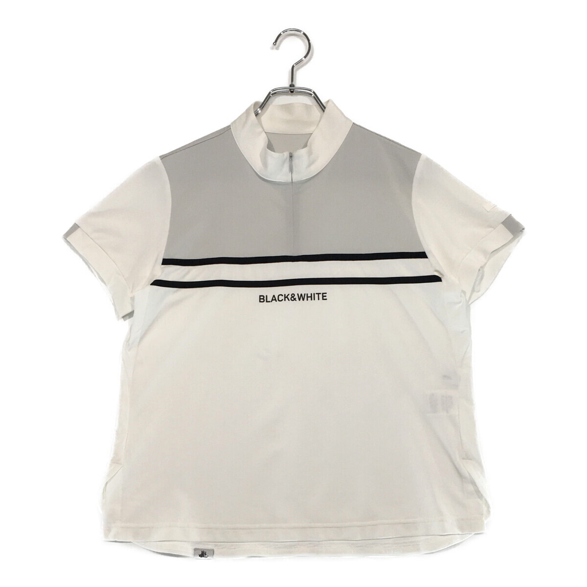 coco 中古【値下げ】 ブラック&ホワイト BLACK&WHITE レディース 半袖シャツ L 白 ホワイト ハーフジップ ネコパケ発送可 102524拍卖