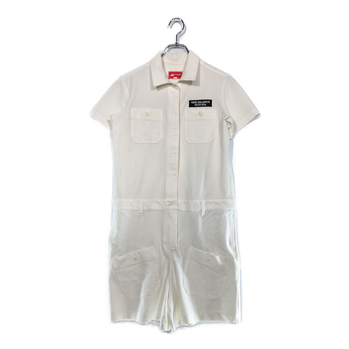 coco 中古【値下げ】 ニューバランスゴルフ レディース オールインワン 1(M) アイボリー 白サッカー生地 レターパックプラス発送可 102369拍卖