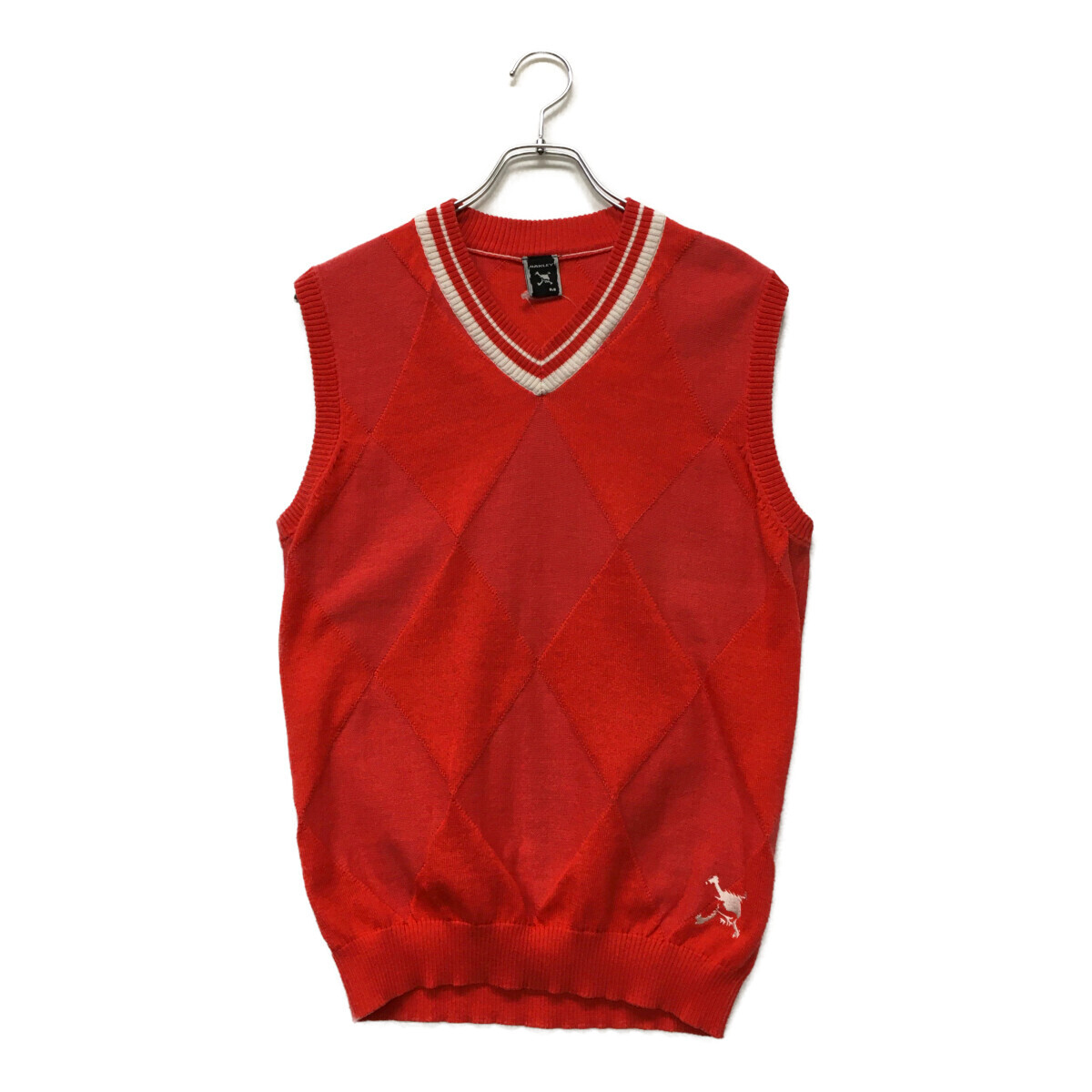 coco 中古【SALE】オークリー OAKLEY メンズ ベスト M 朱赤 レッド系 ダイヤ柄 Vネック スカル レターパックプラス発送可 100946拍卖