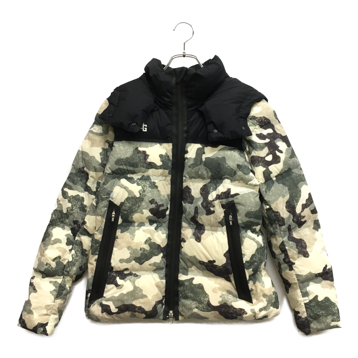 coco 中古【SALE】パーリーゲイツ PEARLY GATES レディース ダウンジャケット 0(S) 黒×緑系 迷彩 カモフラ 防寒 アウター K2858拍卖