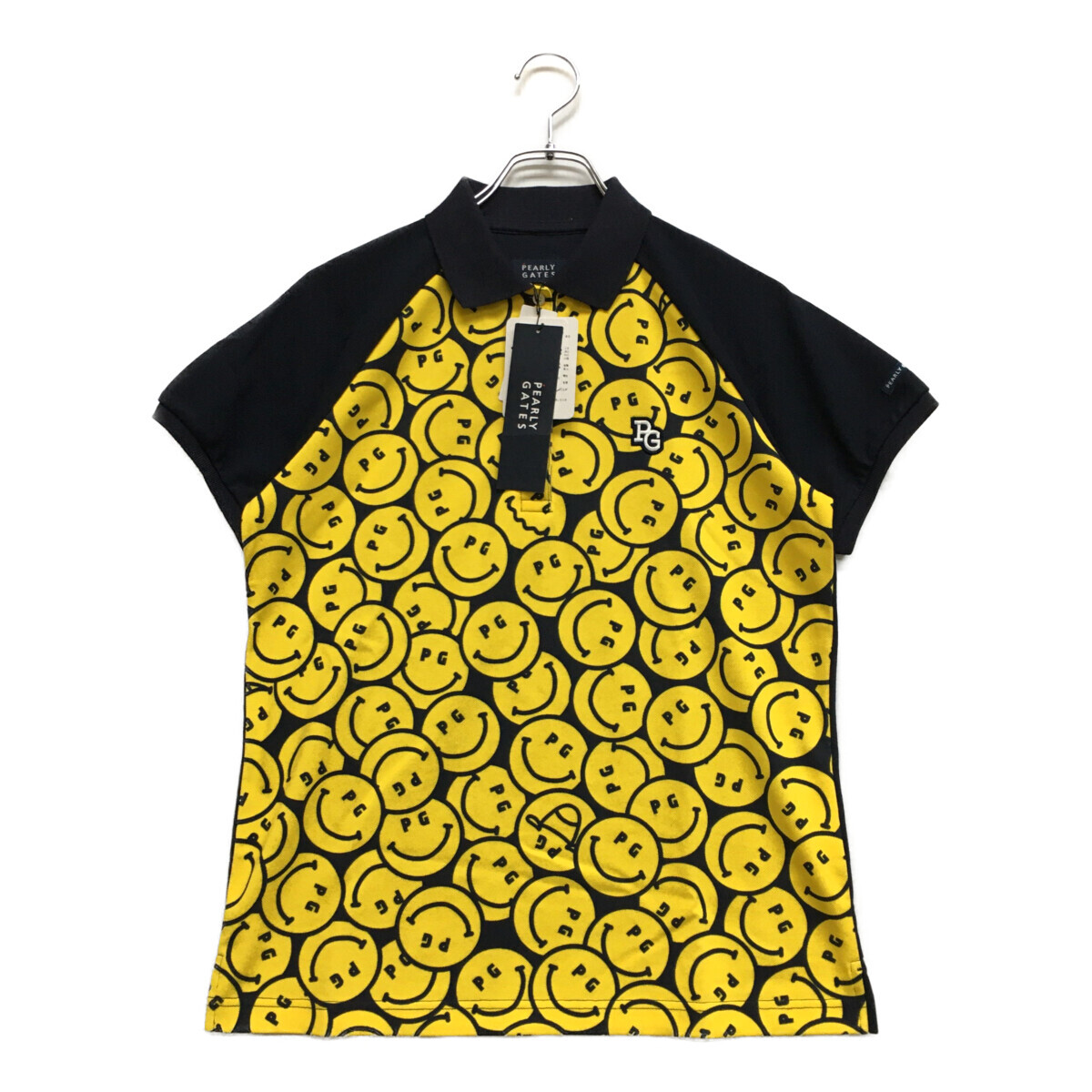 coco 未使用品【SALE】パーリーゲイツ レディース 半袖ポロシャツ 2(L) 紺 黄 ニコちゃんスマイル レターパックプラス発送可 93460拍卖