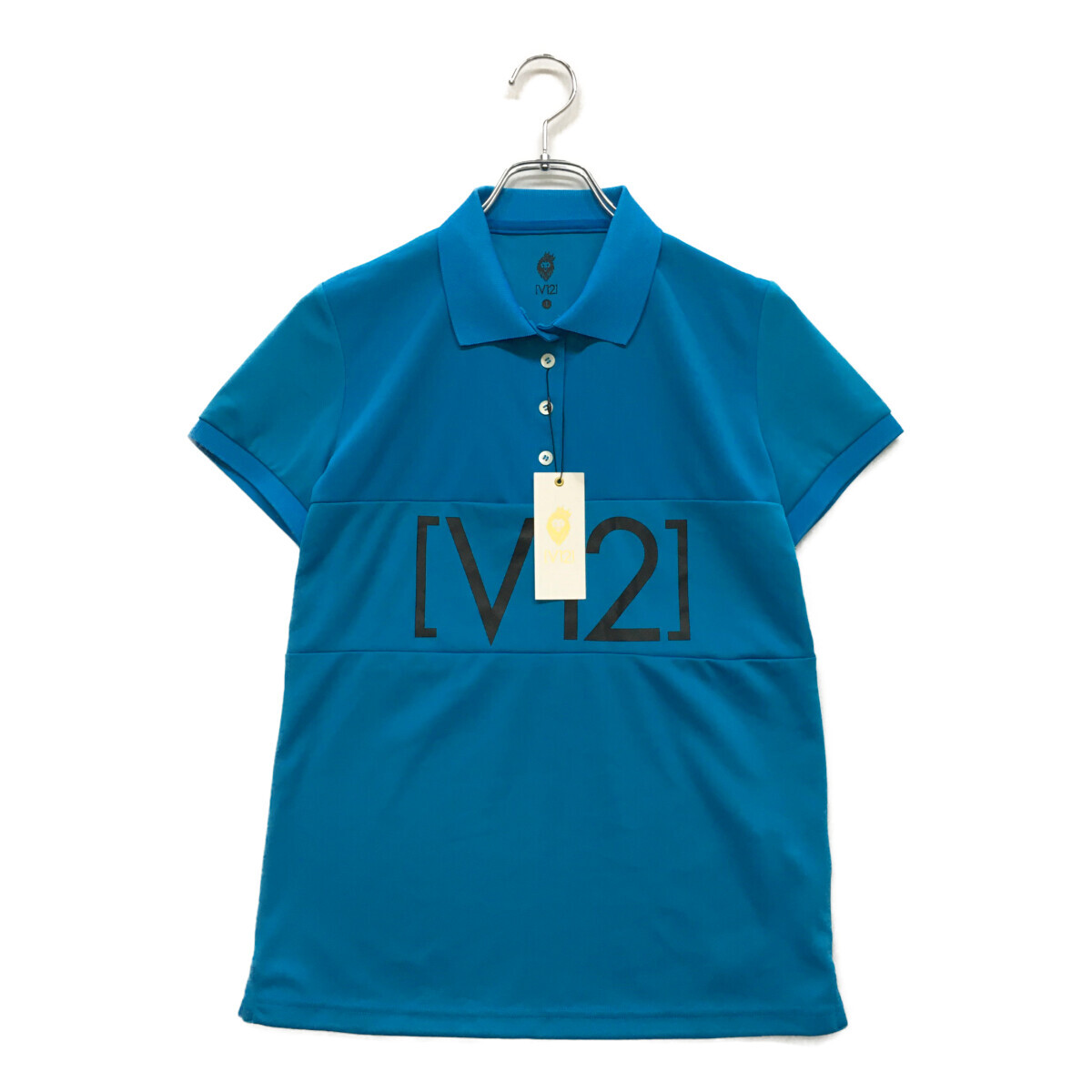 coco 未使用品【SALE】 ヴィ・トゥエルヴ V12 レディース 半袖ポロシャツ 1(M) 水色×白 星柄 ネコポス発送可 89842拍卖