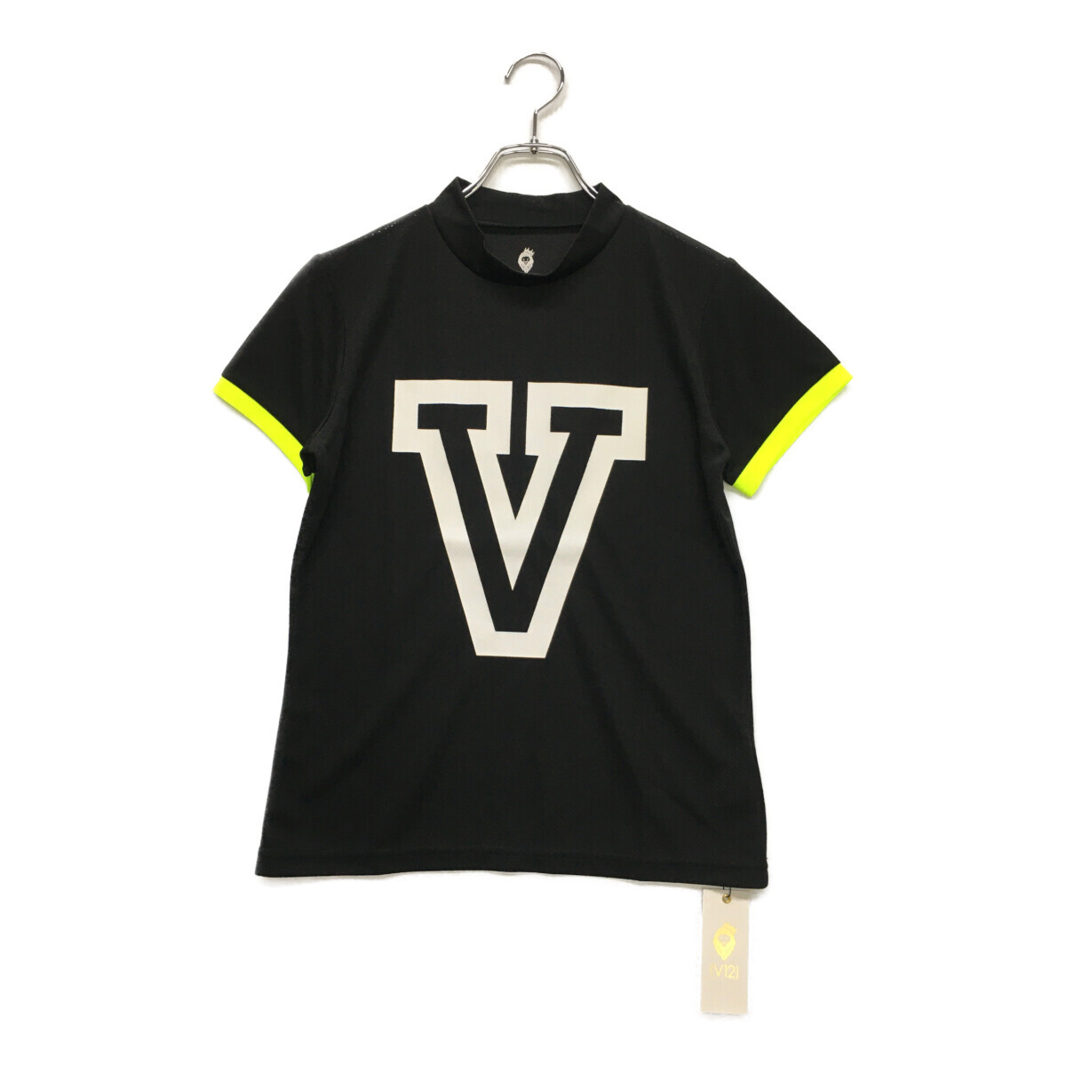 coco 未使用品【SALE】 ヴィ・トゥエルヴ V12 レディース 半袖シャツ 0(S) 黒 ブラック 2023モデルモックネック ネコポス発送可 88231拍卖