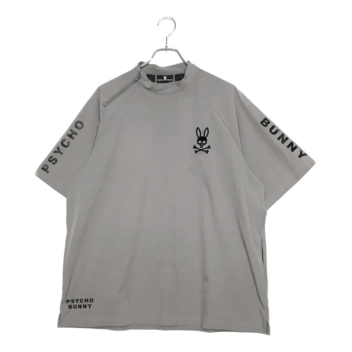 coco 中古 サイコバニー Psycho Bunny メンズ 半袖シャツ XL グレー モックネック ハーフジップ レターパックプラス発送可 103870拍卖