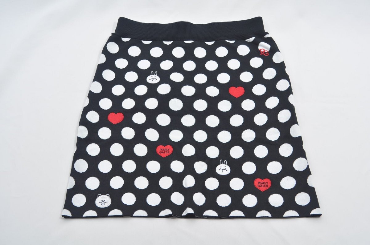 coco 中古【SALE】パーリーゲイツ レディース スカート 2(L) 黒×白 ニット 薄手 ドット LINE FRIEND レターパックプラス発送可 73028拍卖