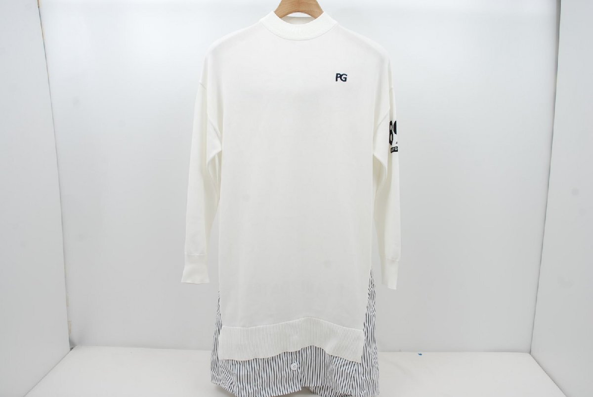 coco 中古【SALE】パーリーゲイツ レディースワンピース 0(S) 白 レイヤード風長袖モックネックニット レターパックプラス発送可 69035拍卖