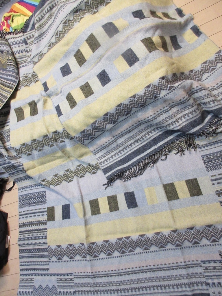 イタリア製 LANEROSSI ラネロッシ 高級ブランケット大小2枚セット クリーニング済み 大判ストール マルチラグ拍卖