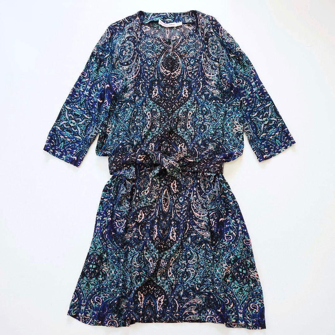 【即決 送料込み】◆シーバイクロエ ワンピース ネイビー 総柄 SeeByChloe 共布ベルト付拍卖