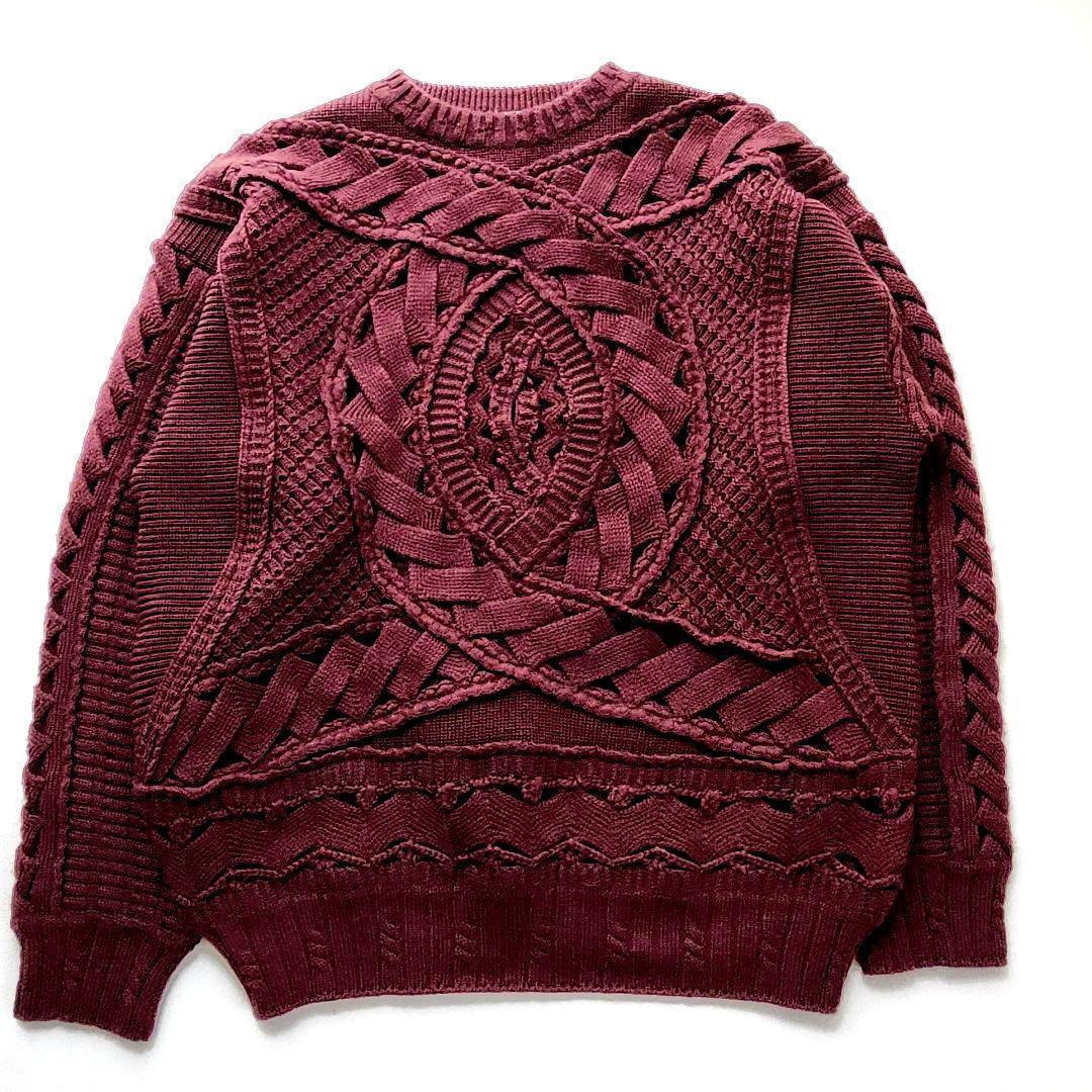 【即決 送料込み】◆希少 フィッチェ ficce 変わり編み 長袖セーター ウール ボルドー ドン小西 ヴィンテージ 昭和レトロ拍卖