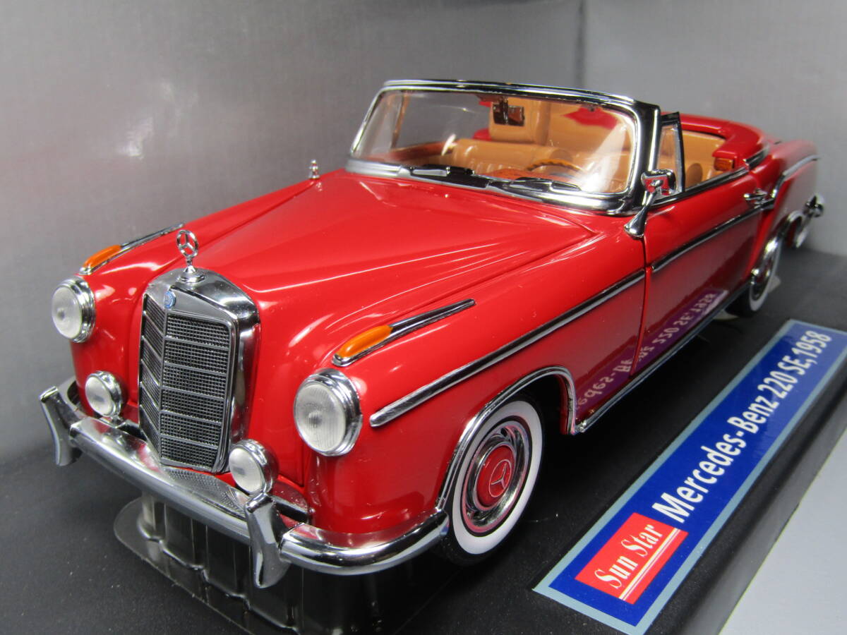 Mercedes Benz 1/18 メルセデスベンツ 220SE オープントップ Daimler 1958 SunStar製 REDxキャメ サンスター ヴィンテージ 300 560SL拍卖