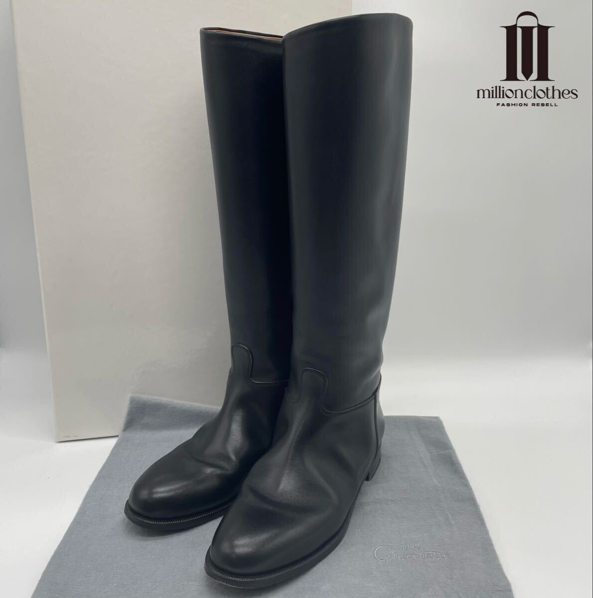 F.LLI Giacometti レザー ロング 乗馬ブーツ ブラック 黒 Nero イタリア製 ブーツキーパー付 レディース ジャコメッティ 36 23cm相当拍卖