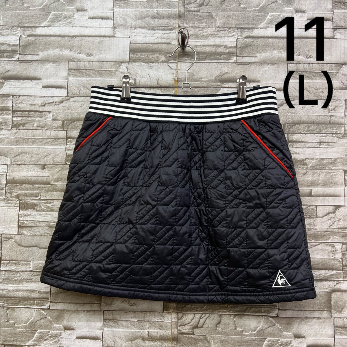 11 L le coq sportif ルコックスポルティフ ルコック スカート ゴルフ ブラック ゴルフウェア レディース キルティングスカート拍卖
