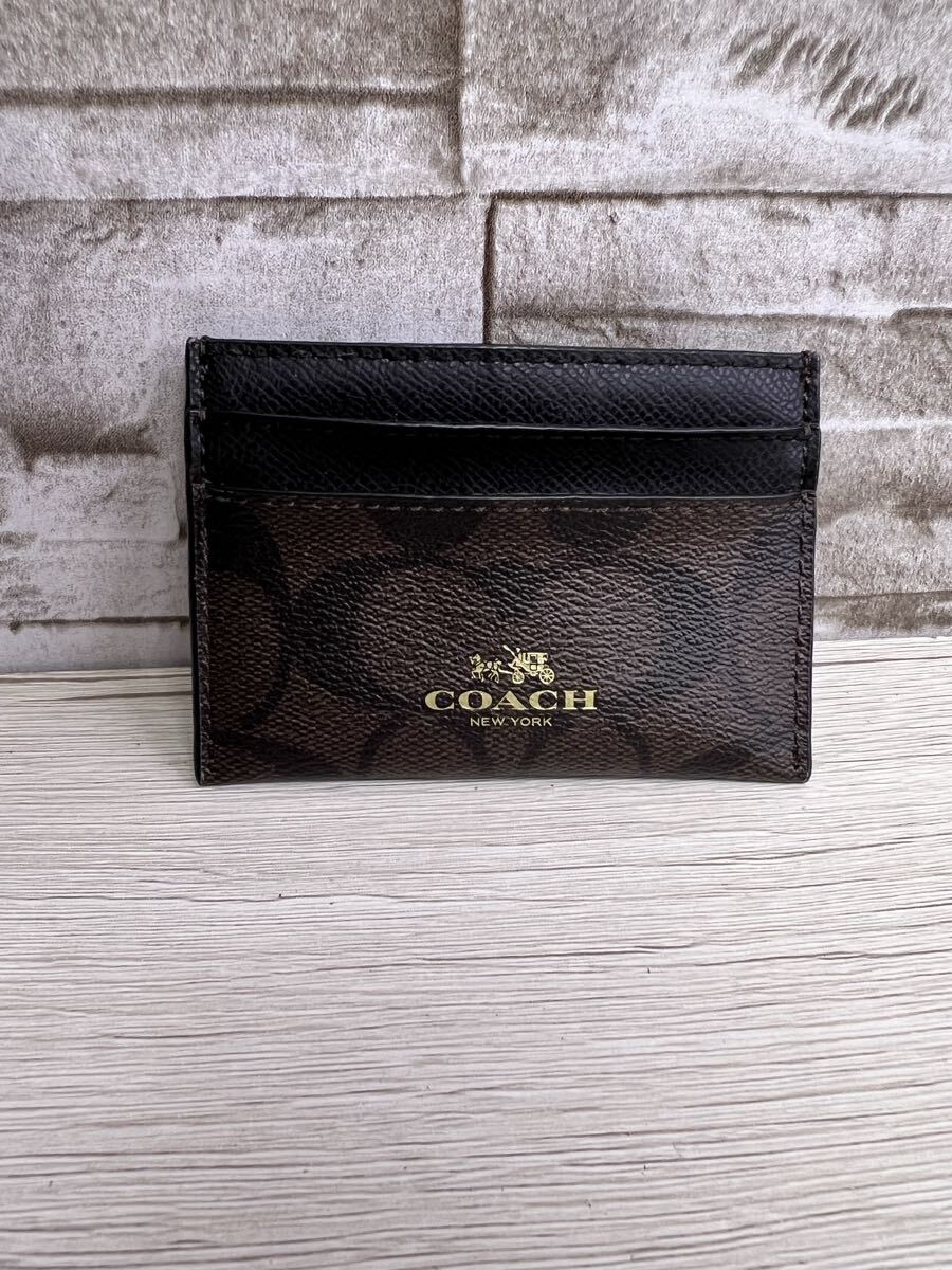 COACH コーチ ブラック ブラウン シグネチャー カードケース 名刺入れ 小物拍卖