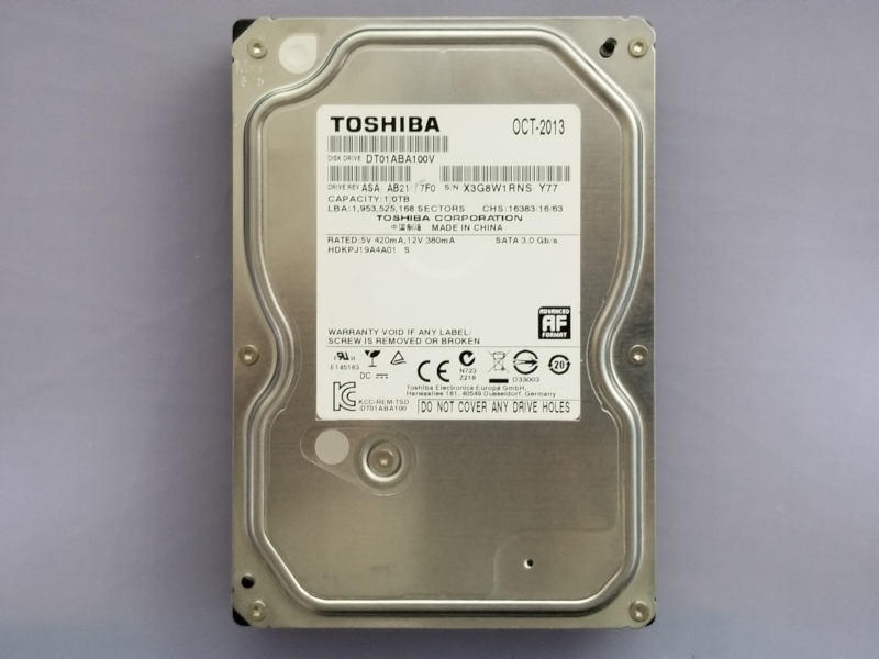 ★05 稼働時間少完動品 1TB HDD 東芝 AV対応 DT01ABA100V TOSHIBA /使用時間:12476h 3.5インチ内蔵 SATA ★拍卖