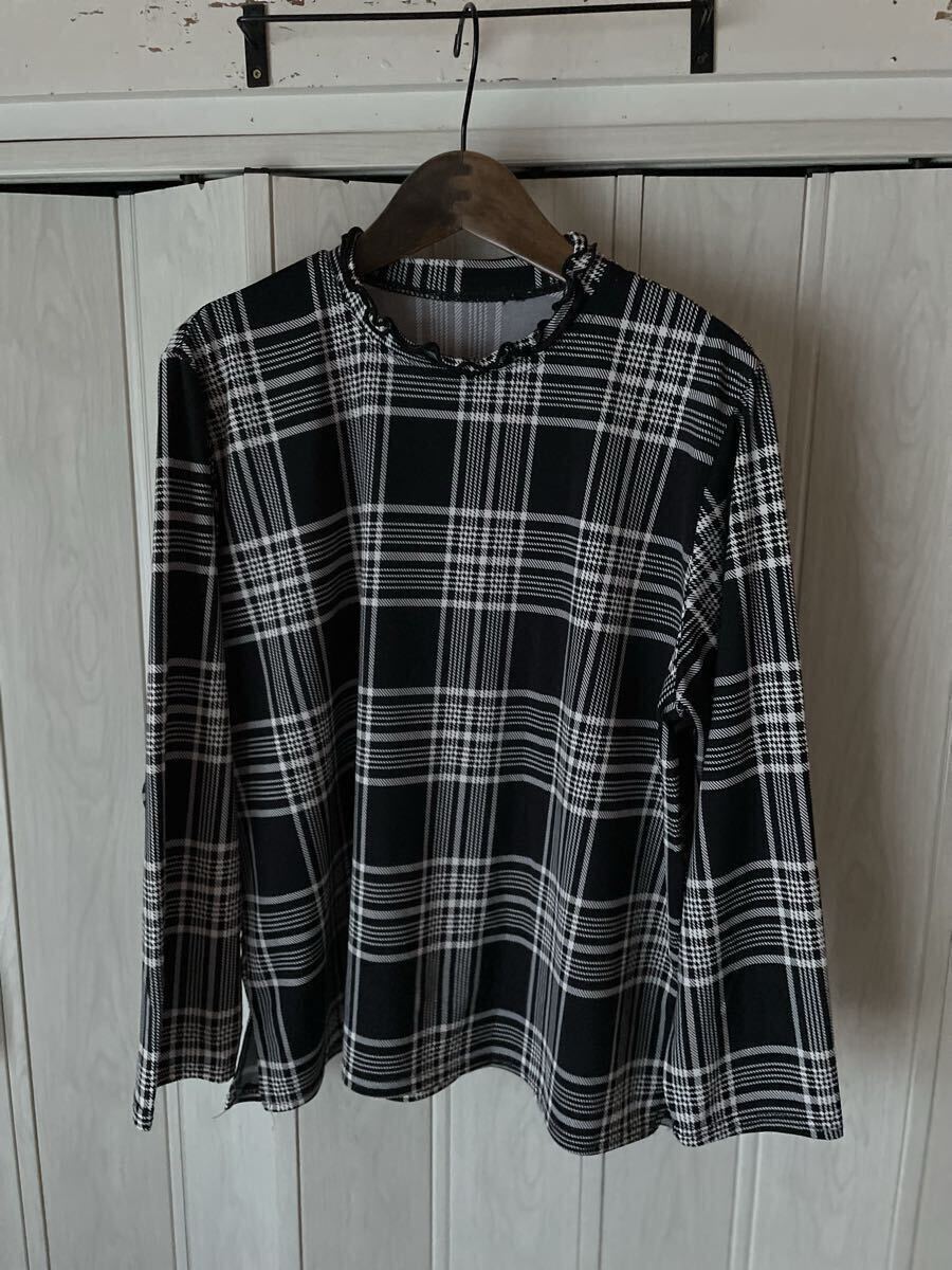 ◆チェックの長袖カットソー/ブラウス◆HE拍卖