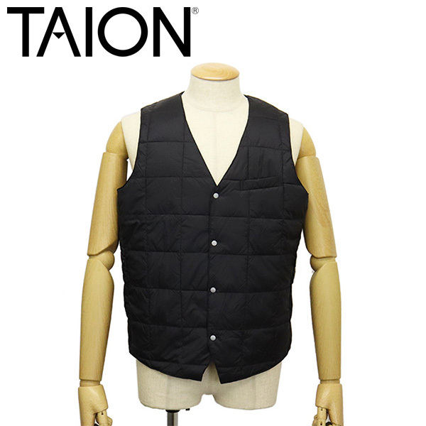 TAION (タイオン) 003A V NECK PLANCER BUTTON DOWN GILET ボタンダウンジレ TA010 BLACK XL拍卖