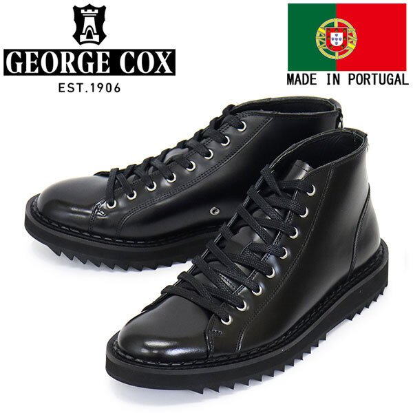 GEORGE COX (ジョージコックス) RIPPLE MONKY BOOT リップルソール レザーシューズ 040 BLACKUK8-約27.0cm拍卖