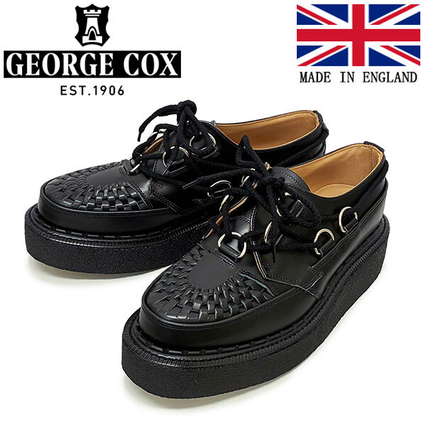 GEORGE COX (ジョージコックス) D-RING TIE SKIPTON 15509 VI ラバーソール レザーシューズ 040 BLACK UK7-約26.0cm拍卖