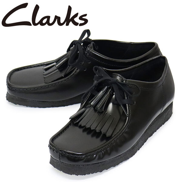 Clarks (クラークス) 26183780 Wallabee ワラビー メンズシューズ Blk HiShine Lea CL155 UK9-約27.0cm拍卖