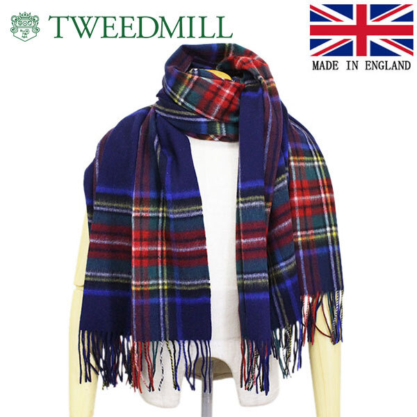 TWEEDMILL (ツイードミル) 70-190 Lambswool Knee Rug ラムウール マフラー 70x190 TWM003 NavyStewart拍卖