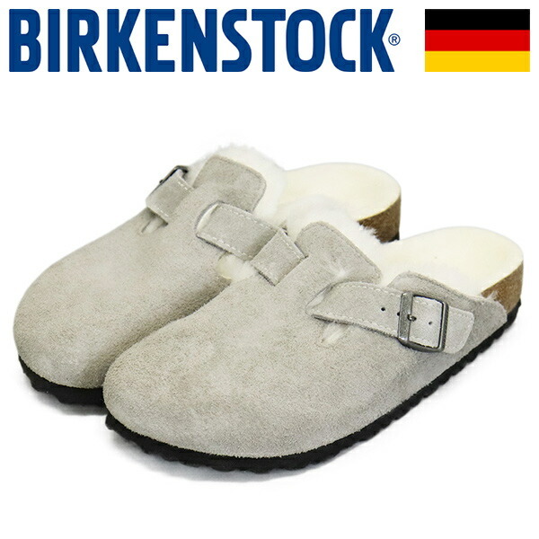 BIRKENSTOCK (ビルケンシュトック) 1017651 BOSTON SHEARLING ボストン シアリング スエードレザーサンダル STONE COIN ナロー BI476 37-約拍卖