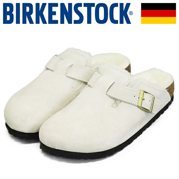 BIRKENSTOCK (ビルケンシュトック) 1026192 BOSTON SHEARLING ボストン シアリング スエードレザーサンダル ANTIQUE WHITE ナロー BI474 37拍卖