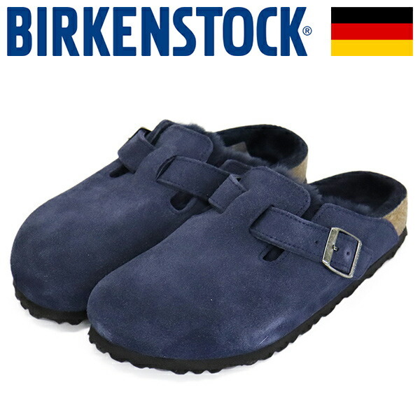 BIRKENSTOCK (ビルケンシュトック) 1030701 BOSTON SHEARLING ボストン シアリング スエードレザーサンダル NEW NAVY ナロー BI488 38-約24拍卖