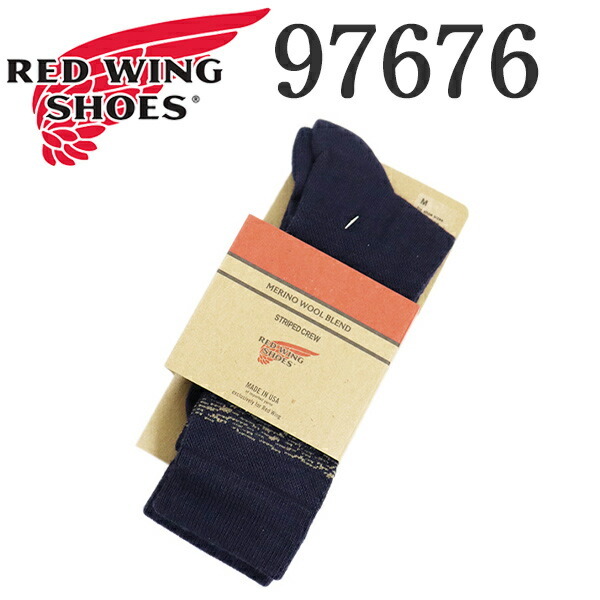 REDWING (レッドウィング) 97676 Wool Blend Striped Crew ウールブレンド ストライプドクルー 靴下 ネイビー M拍卖