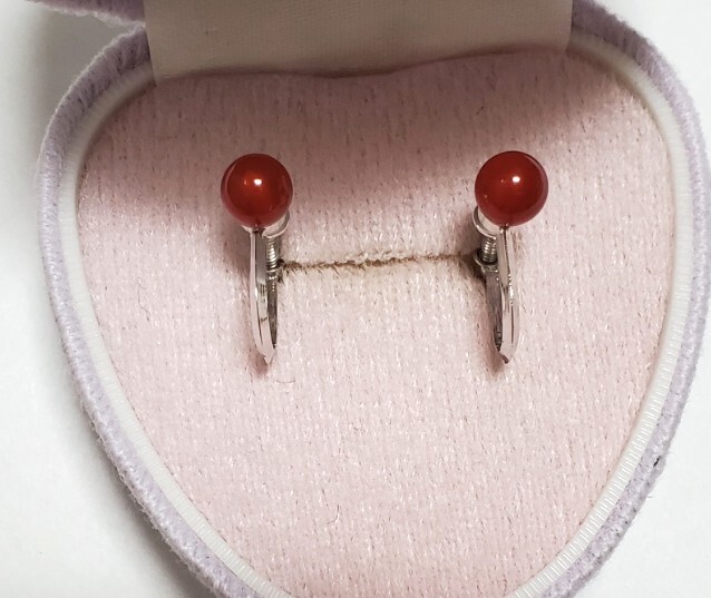 SILVER シルバー刻印 瑪瑙 イヤリング レディース アクセサリー 1,4g 美品拍卖